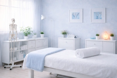 Manual osteopathy and massage treatment room at Best Ache Relief Clinic